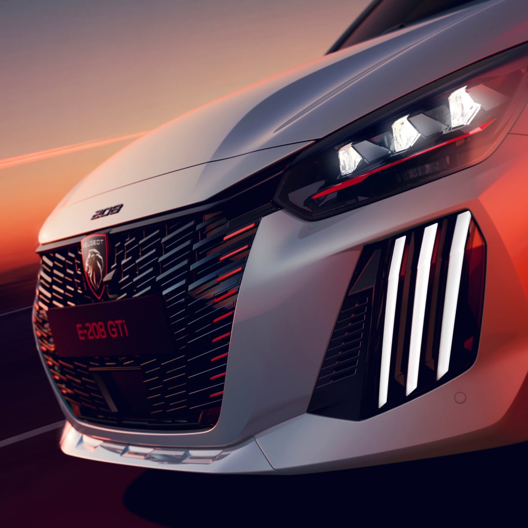 Neuer PEUGEOT E‑208 GTi Frontdetail
